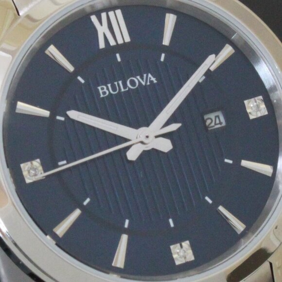 Bulova Classic Diamond Accent Ladies Watch Stainless Deep Blue Dial 32mm - Picture 12 of 14